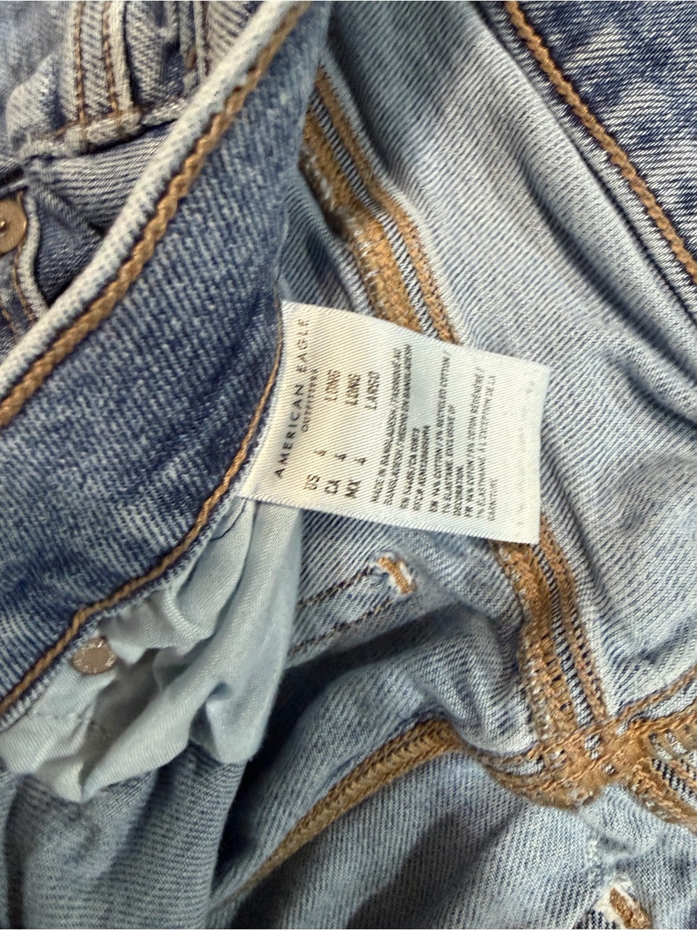 Y2k American Eagle Vintage Stretch 90’s Straight Jeans Blue Distressed - Picture 5 of 5
